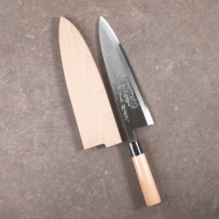 Kasumitogi Deba 300 mm Coltello, "Maiko and Cherry Blossom" modello di Michiko Kubota Kasumi Togi Series (tono metodo t ...