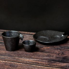 Service à saké Shizuru, noir et argent