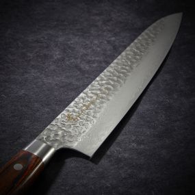 Couteau Chef lame Damassée 33 couches martelée 240 mm