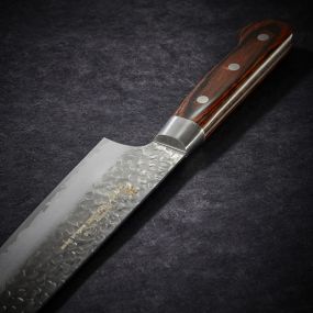 Cook's knife Damascus 33 layers hammered blade 240 mm