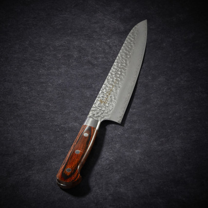Couteau Chef lame Damassée 33 couches martelée 240 mm