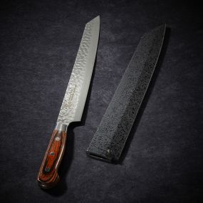 Couteau Kengata Yanagiba à sashimi, lame Damassée 33 couches martelée 270 mm