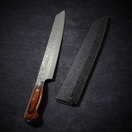 Kengata Yanagiba Messer in Sashimi, Damasated Blade 33 Schichten gehämmert 270 mm