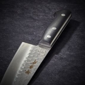 Santoku knife, 165 mm hammered blade