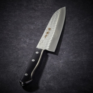 Santoku knife, 165 mm hammered blade