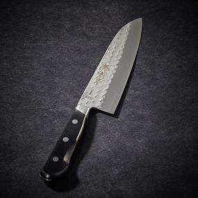 Couteau Grand Santoku, lame martelée 180 mm