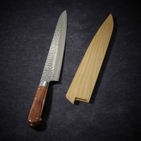 Slicer knife Damascus 33 layers hammered blade 240 mm