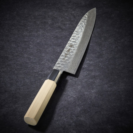 Couteau Chef lame Damassée 45 couches martelée 210 mm