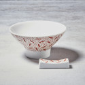 Pair of porcelain rice bowls and chopstick holders Pair of porcelain rice bowls and chopstick holders