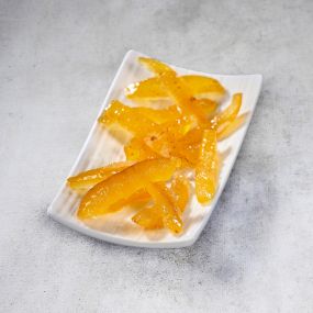 Candied yuzu orangettes in sirup