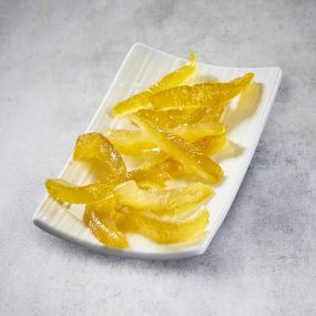 Sugar candied yuzu peel strips without syrup
