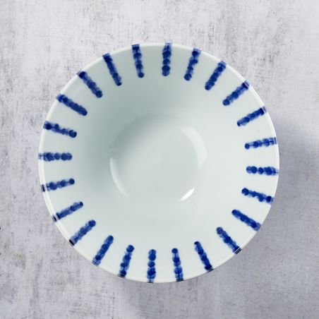Tazón de fuente en Rāmen, Minoyaki Porcelana, Motivo Damitokusa