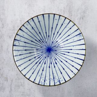 Bowl in Rāmen, Minoyaki porcelain, Fukizumitokusa motif