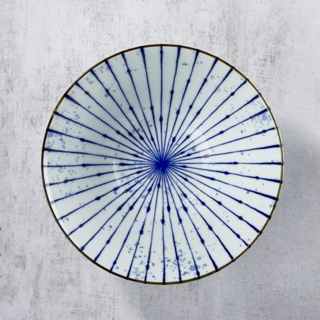 Bowl in Rāmen, Minoyaki porcelain, Fukizumitokusa motif
