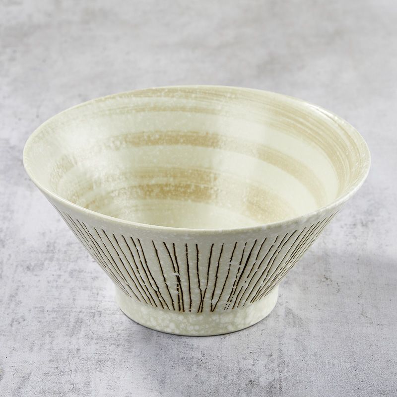 Tazón para rāmen de porcelana Minoyaki, diseño HORITOKUSASHIRO Tazón para rāmen de porcelana Minoyaki, diseño HORITOKUSASHIRO