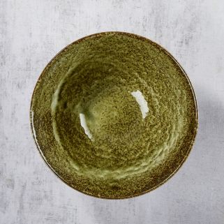 Bowl in Rāmen, Minoyaki porcelain, Shinryoku pattern