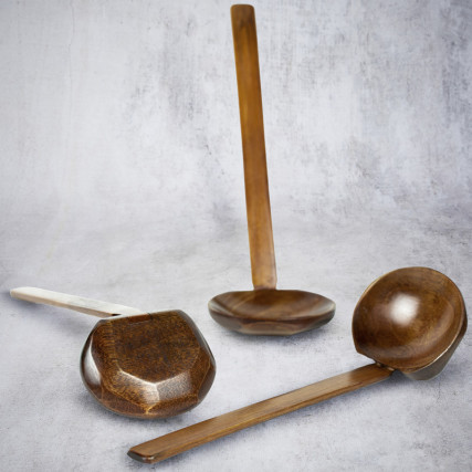 Lot De 5 Cuillères à Soupe En Bois De Hêtre - 20x6 Cm - Style Asiatique Pour Ramen, Soupes, Cuisson - Design Empilable