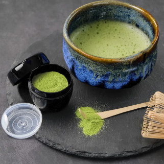 Natsume matcha tea box, diameter 5.4 cm, height 5.4 cm, black pattern
