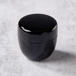 Natsume matcha tea box, diameter 5.4 cm, height 5.4 cm, black pattern