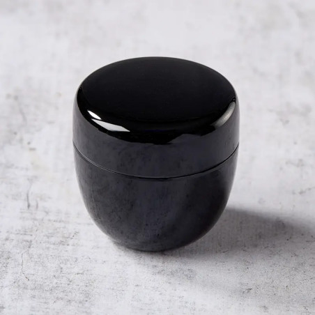 Natsume matcha tea box, diameter 5.4 cm, height 5.4 cm, black pattern