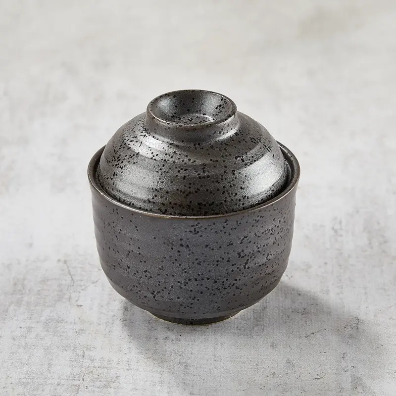 Schüssel in Chawan-mushi, schwarzes glasurmuster, 145 ml Schüssel in Chawan-mushi, schwarzes glasurmuster, 145 ml