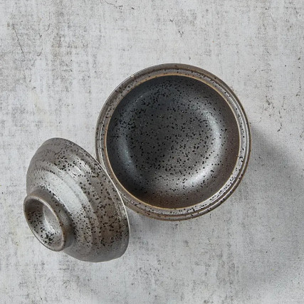 Kom in Chawan-Mushi, Black Glaze Pattern, 145 ml