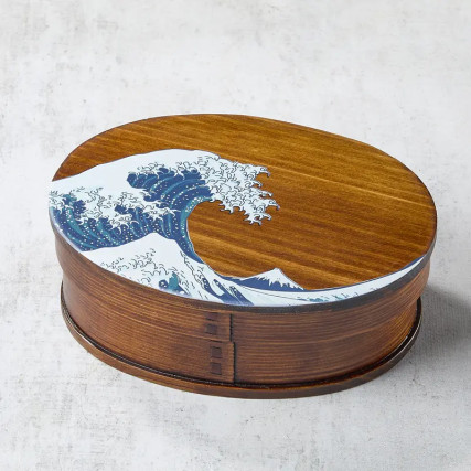 Bento box bois de cèdre laqué motif Hokusai, 700 ml, 18013568 mm