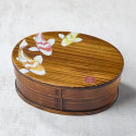 Bento de madera de cedro lacado con motivo Koï, 700 ml, 180*135*68 mm