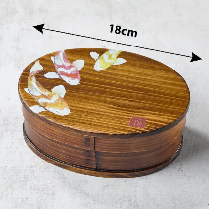 Bento de madera de cedro lacado con motivo Koï, 700 ml, 18013568 mm