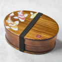 Bento de madera de cedro lacado con motivo Koï, 700 ml, 180*135*68 mm
