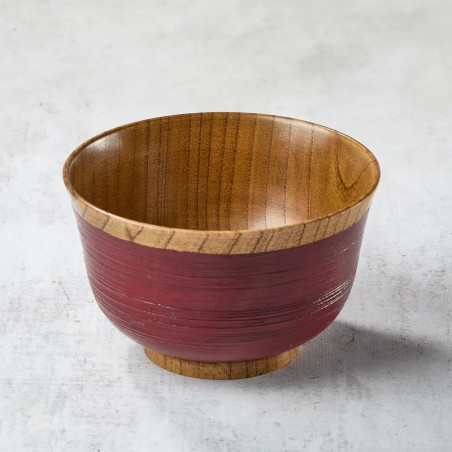 Cuenco Hakeme de madera de azufaifo lacada, color bermellón, ø 128 x 80 mm