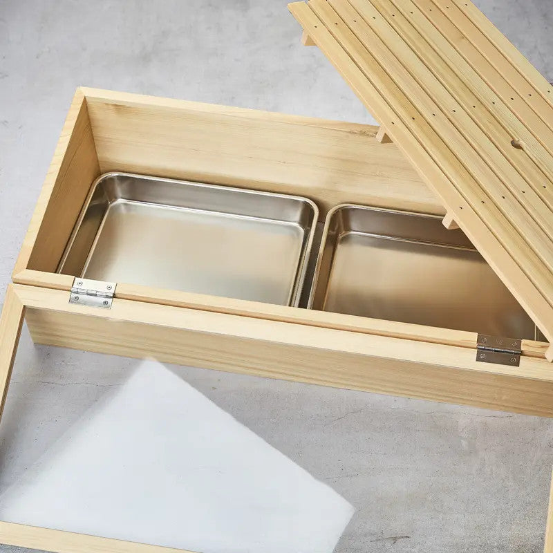Sushi Neta Box van Hinoki-hout, schuin, met scharnieren, XL,692295205
