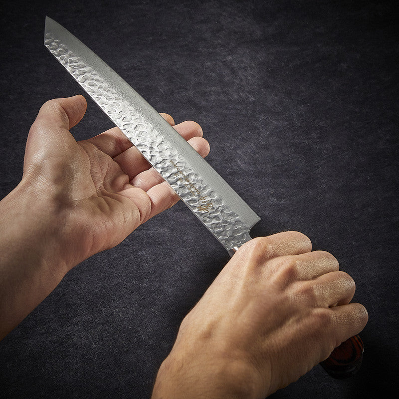 Kengata Yanagiba Sashimi-Messer, Damastklinge 33 Lagen gehämmert 270 mm