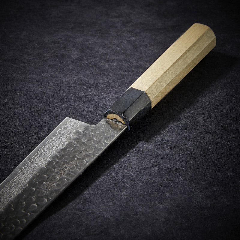 Chefmes met Damast 45-laags gehamerd blad 240 mm