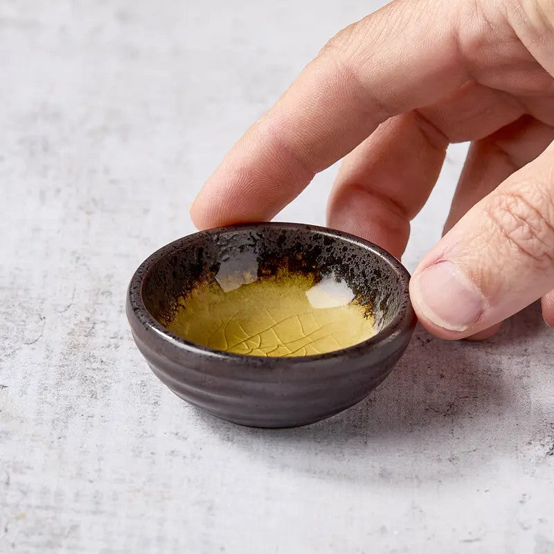 Cuenco de cerámica y vidrio esmaltado 