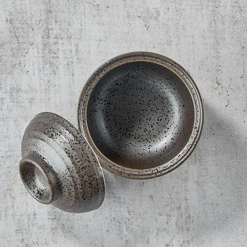 Chawan-mushi bowl, black glaze pattern, 145 ml