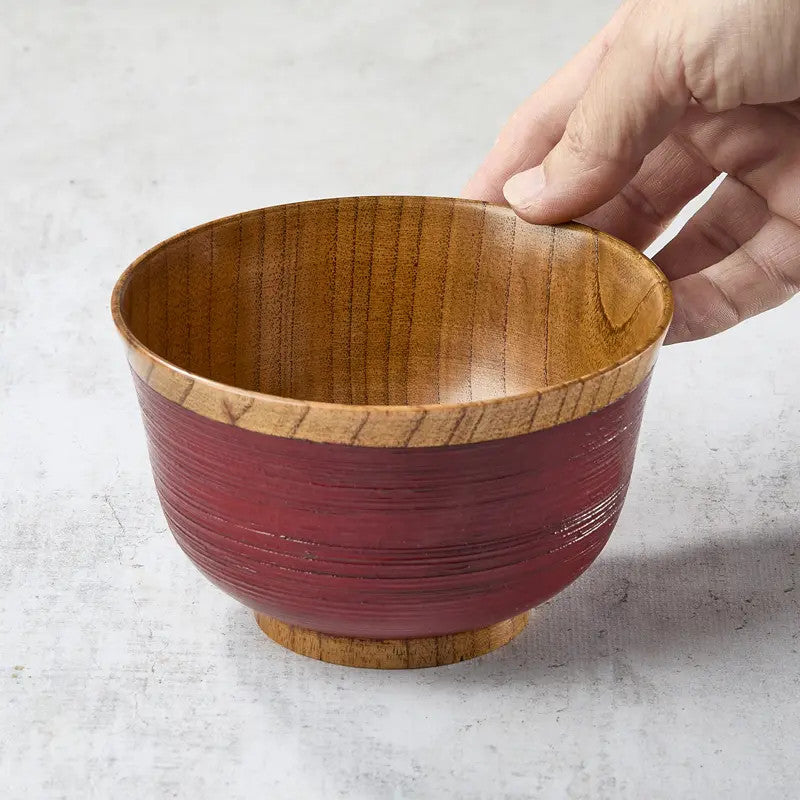 Hakeme bowl in lacquered jujube wood, vermilion colour, ø 128 x 80 mm