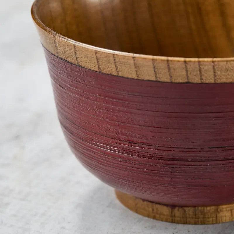 Hakeme bowl in lacquered jujube wood, vermilion colour, ø 128 x 80 mm