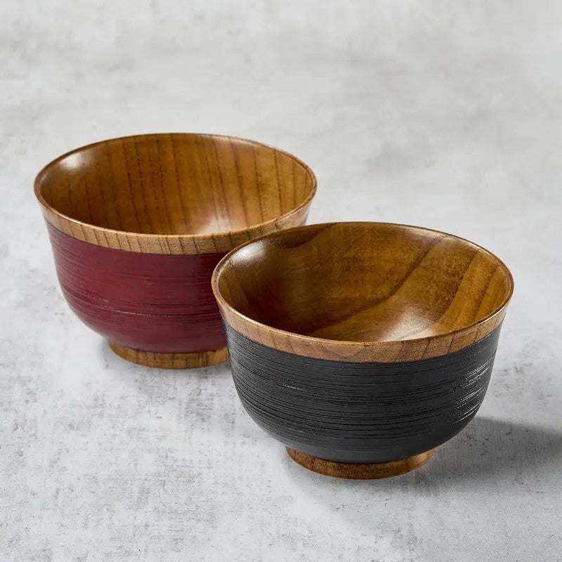 Hakeme bowl in lacquered jujube wood, vermilion colour, ø 128 x 80 mm