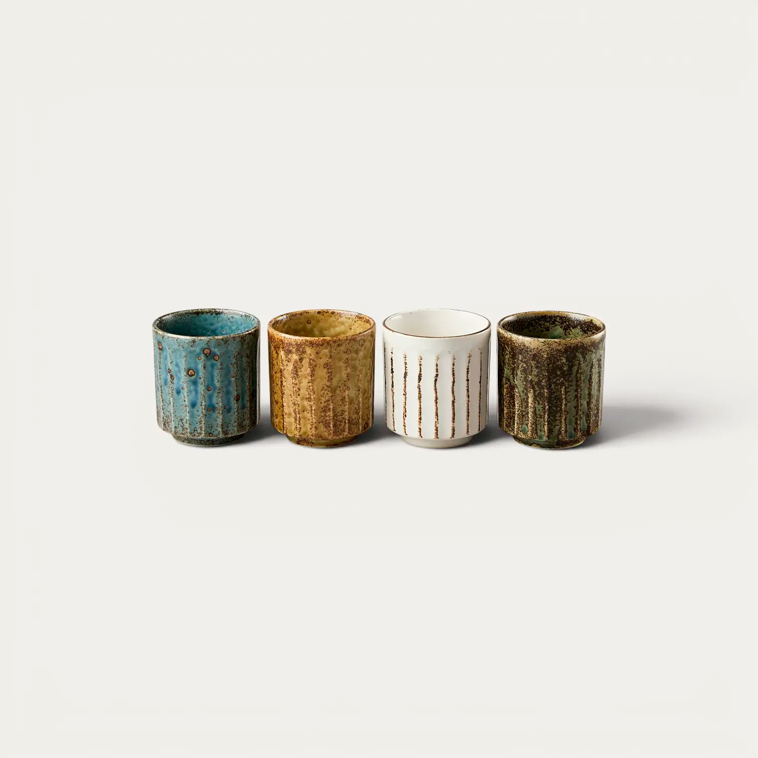 Conjunto de 4 chávenas de chá, motivo Shinogi, 220 ml, φ7.4×8.1㎝