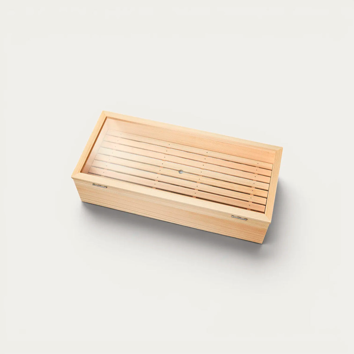 Sushi Neta Box in Hinoki wood, tilted, with hinges, XL, 692*295*205